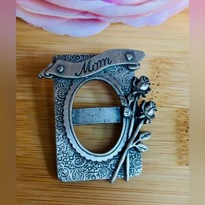 Lovely Vintage Pewter Mom Brooch, Signed JJ